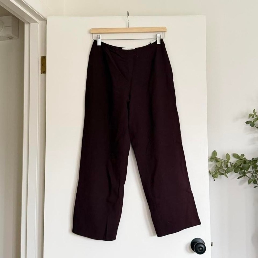 Vintage Petite Sophisticate Plum Wool-Blend Wide Leg Trousers (Petite 8)